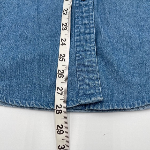 Vtg Christopher & Banks Denim Medium Button Up Embroidered Shirt Floral Roses - Picture 13 of 13